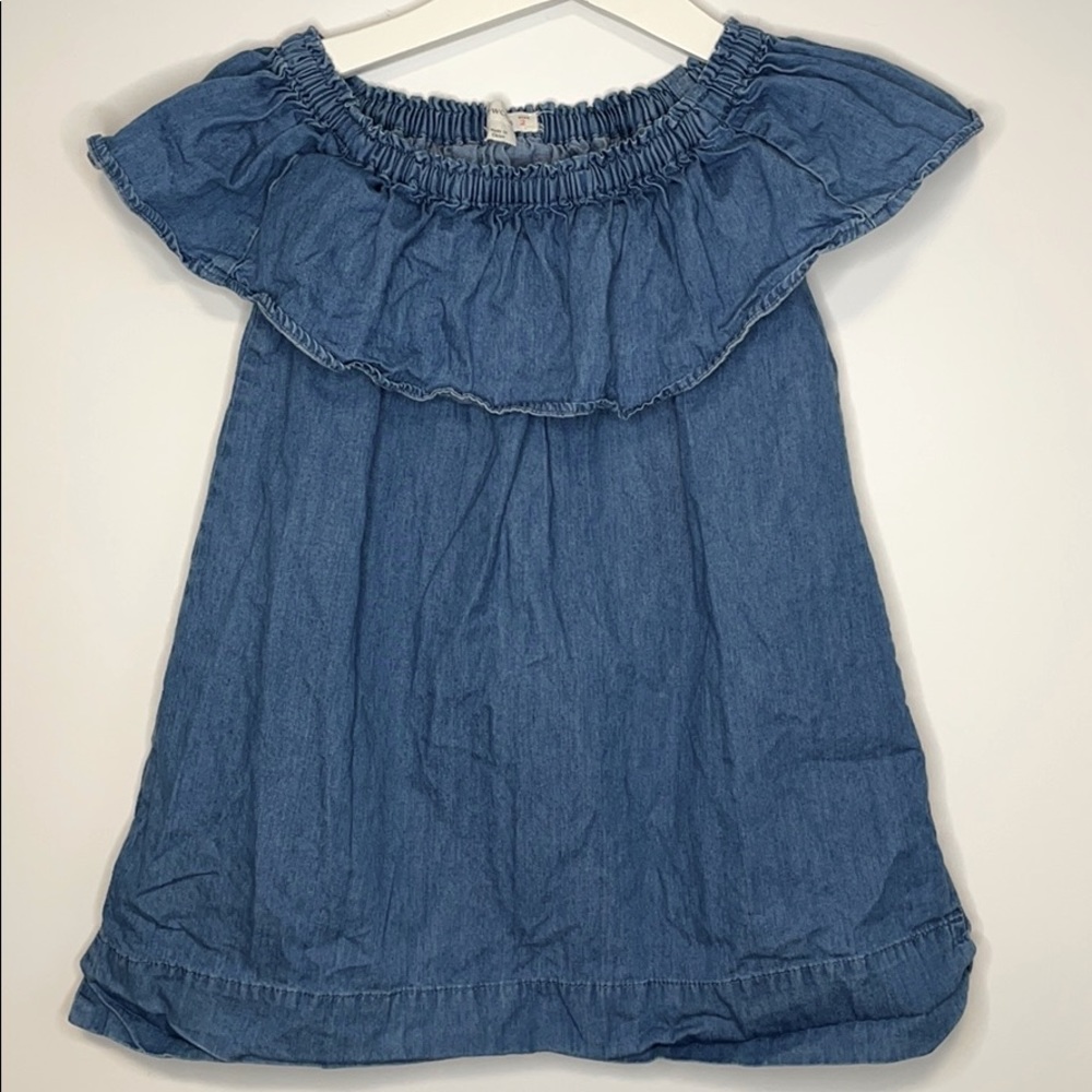 Crewcuts 2t Denim flutter neck/shoulder dress